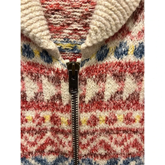 Cabi 3847 Highlands Cardigan Large Fair isles Red Yellow Cream Oversized - Picture 4 of 7